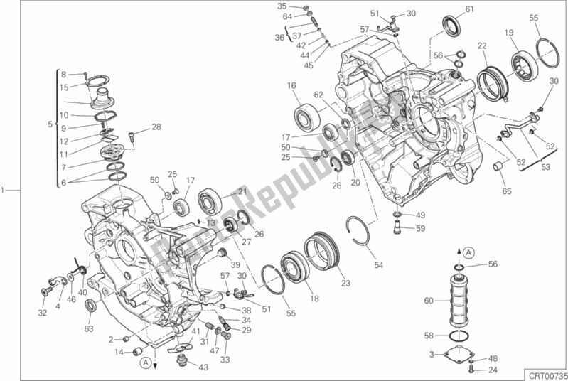 Todas as partes de 010 - Par De Meio Cárteres do Ducati Monster 1200 R USA 2018